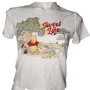 Y2k Winnie the Pooh Crop Top Embroidered "Sweet Life"‎ lettering Medium kidcore
